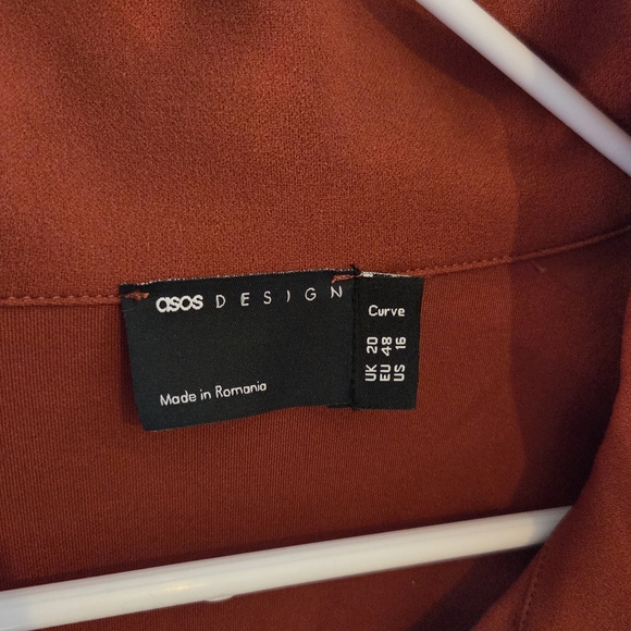 ASOS Long Sleeve Rust Dress - Picture 2 of 6